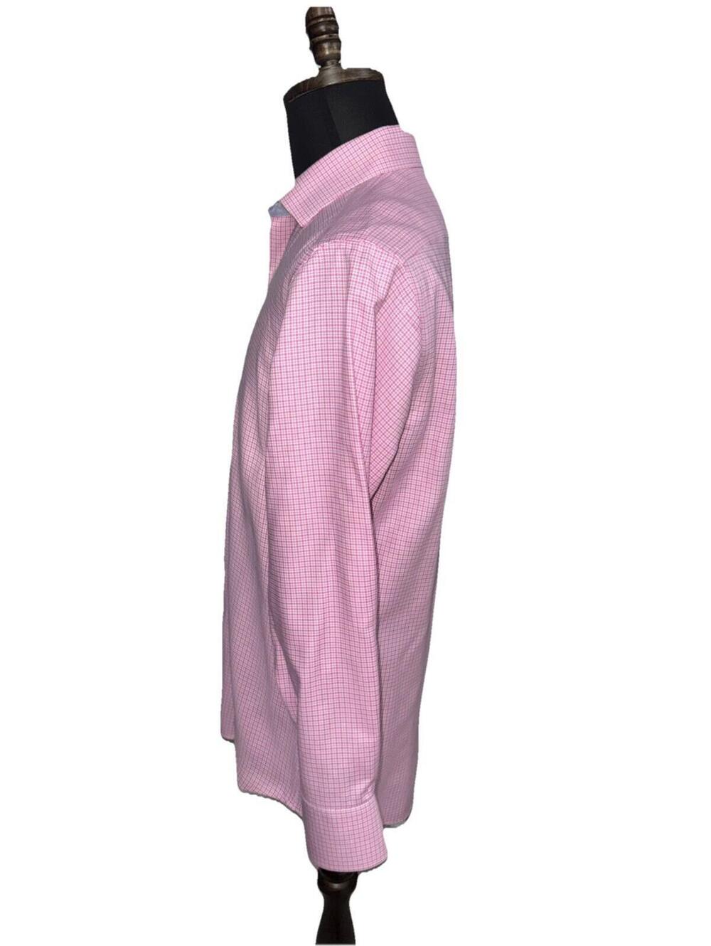 TAILORBYRD Men’s Cotton Non-Iron Trim Fit Shirt In Pink Check-Size 15.5|Medium - Picture 7 of 13